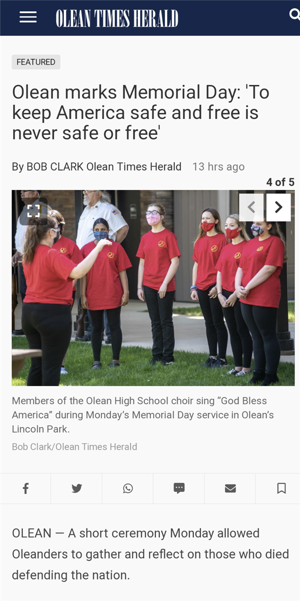 The Chorus in the Olean Times Herald